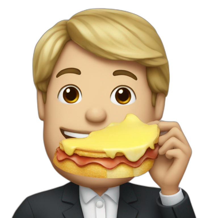 Macron eating raclette emoji