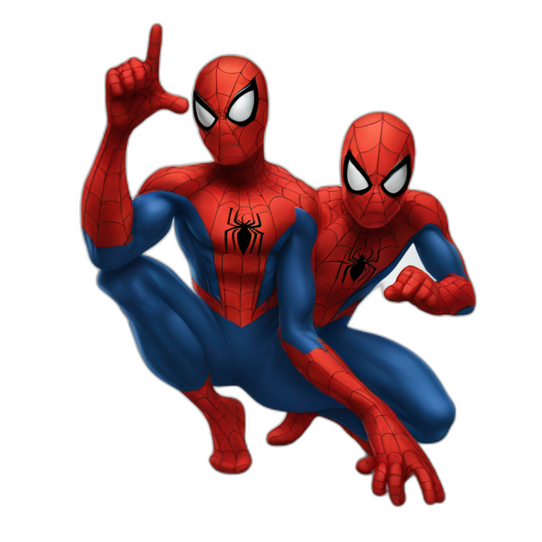 two spiderman pointing meme emoji