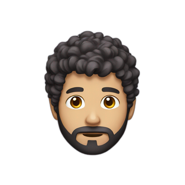 A guy with dark brown beard short curly hair headphone emoji