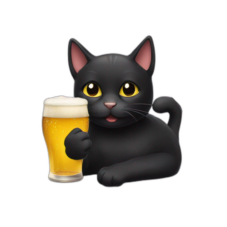 Black Cat drinking beer emoji
