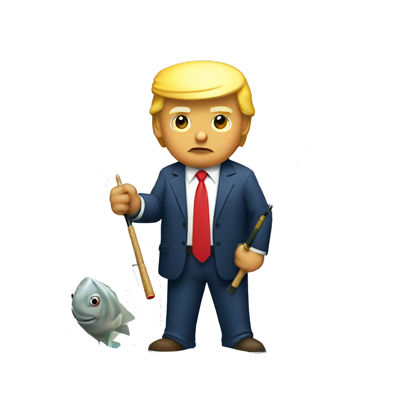 Donald Trump fishing with a fishing pole emoji