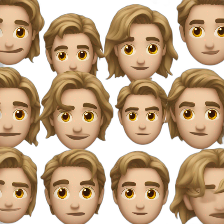 Robert Pattinson with medium length hair and straight face emoji