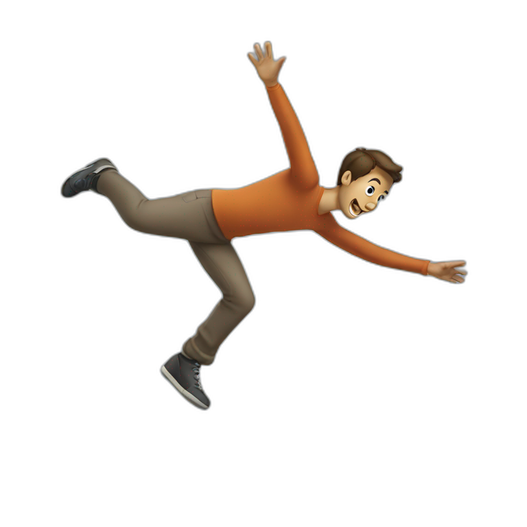 man jumping over a curve facing right side emoji