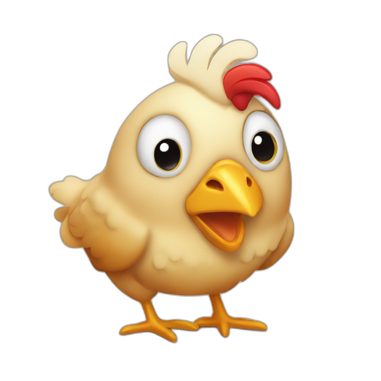  cartoon style chicken with passionate eyes emoji