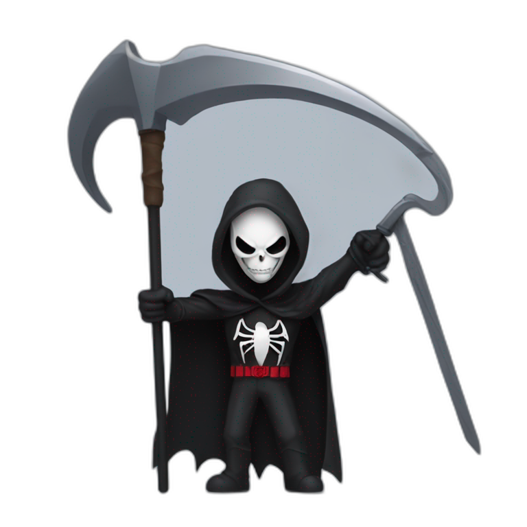 Grim reaper as Spider-Man with a scythe emoji