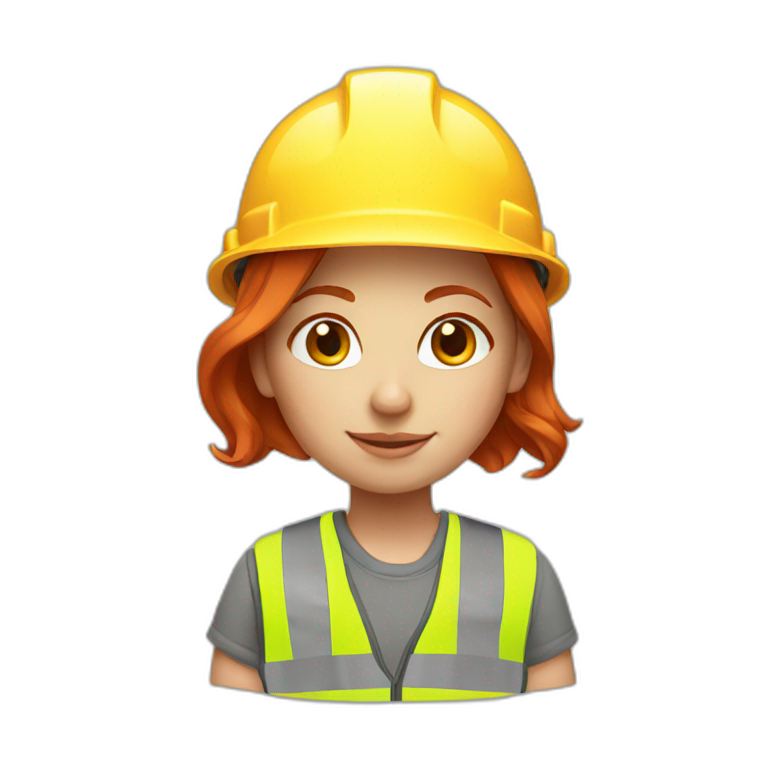 redhead girl construction worker emoji