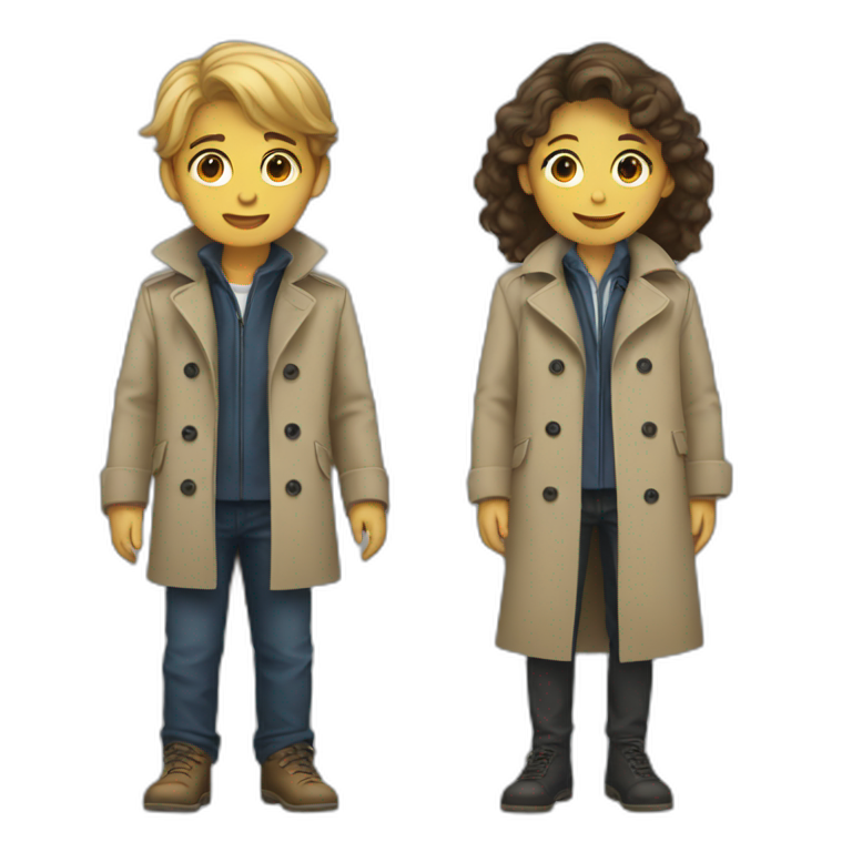 Two kids in a trenchcoat emoji
