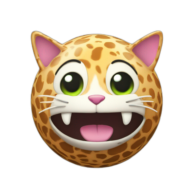3d sphere with a cartoon Cat skin texture with big playful eyes emoji