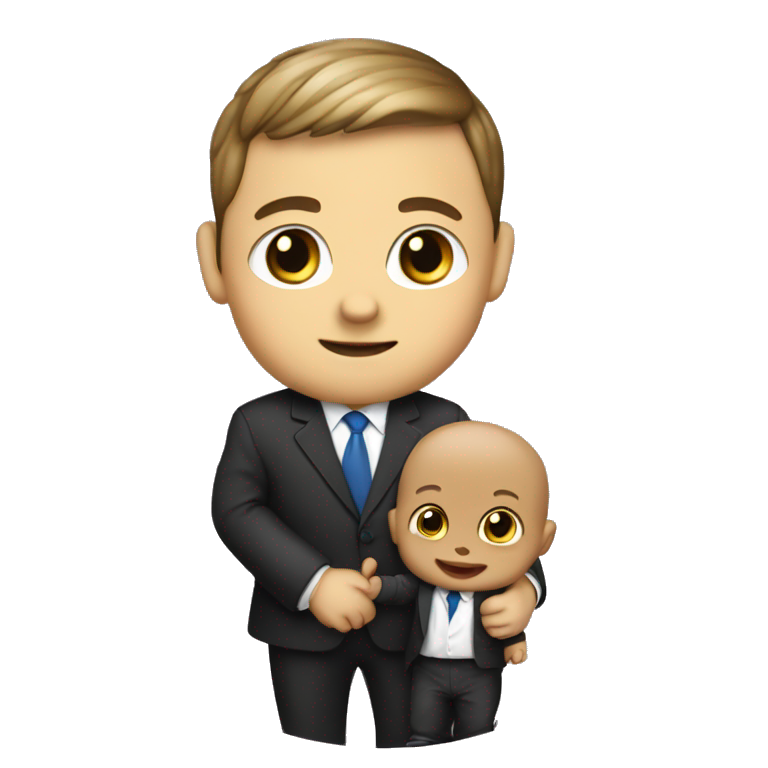 baby in an official suit holding a diplomat entrepreneur emoji