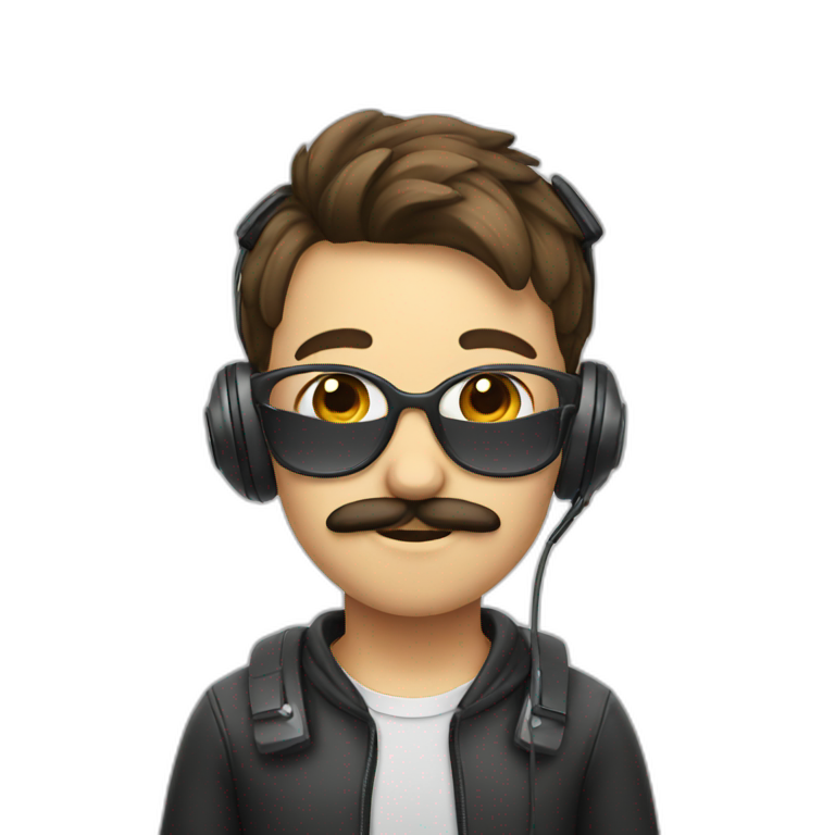 Boy with moustache and headset emoji