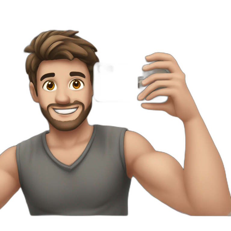 happy boy taking selfie indoors emoji