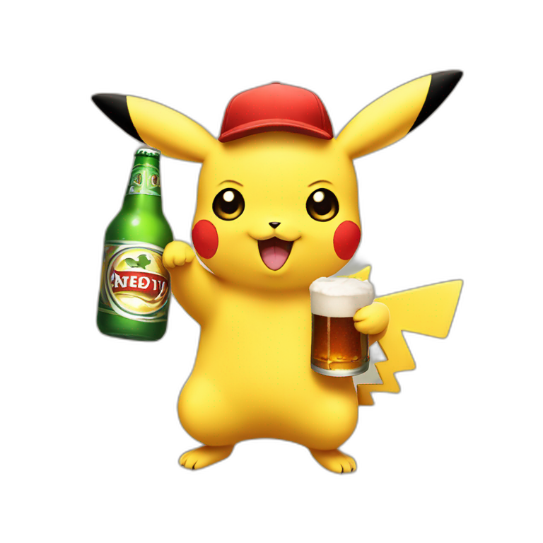 Pikachu holding beer emoji