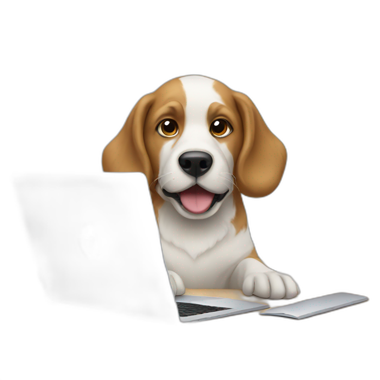 Dog using a macbook emoji