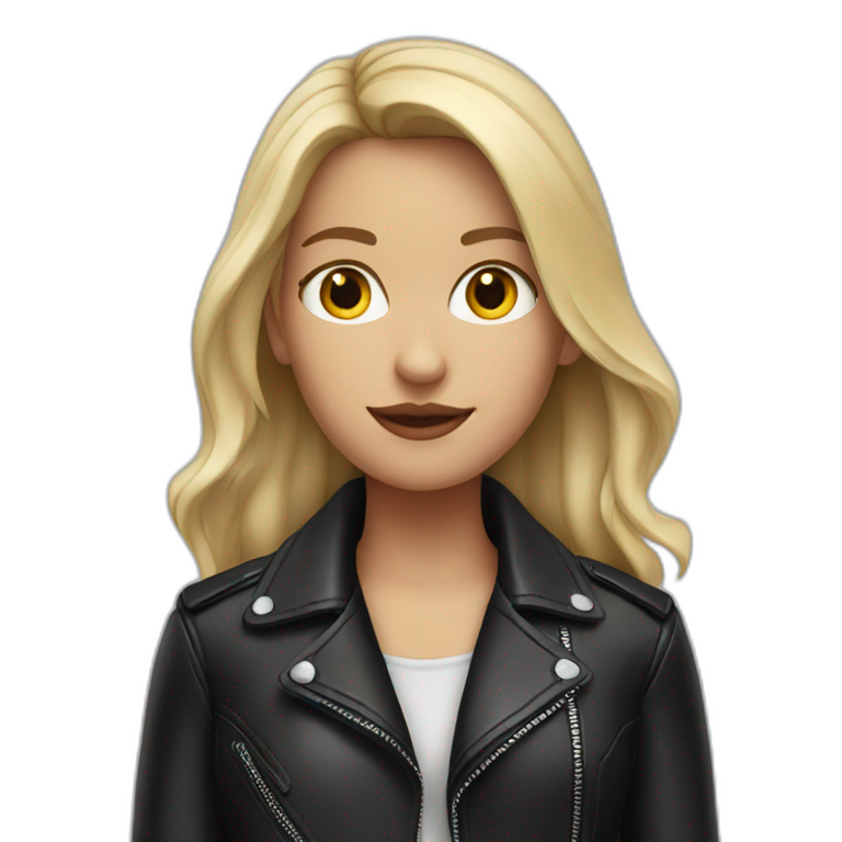 half blonde girl with black leather jacket  emoji