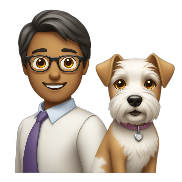 Man with glasses anda woman with a westie dog girl emoji