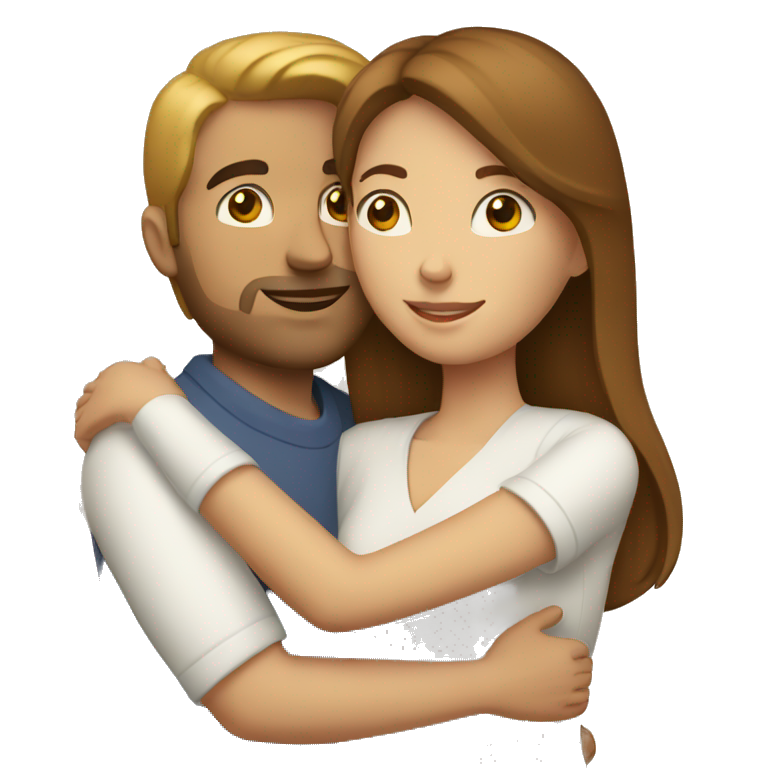 a white brown woman and a white brown man hugging emoji
