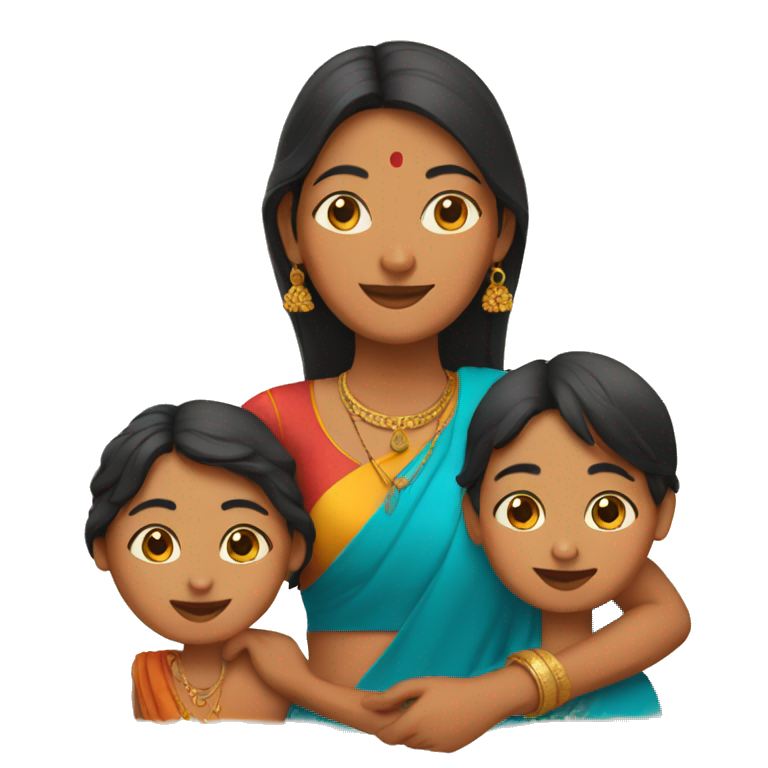 A indian mother with her two duagters emoji