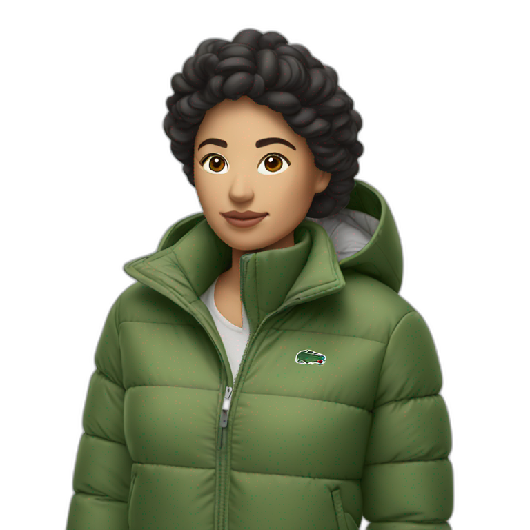 latina woman using Lacoste puffer jacket emoji