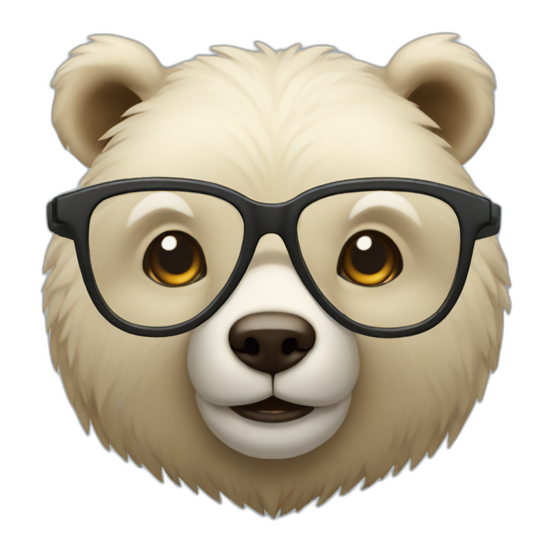 Smart bear with glasses emoji