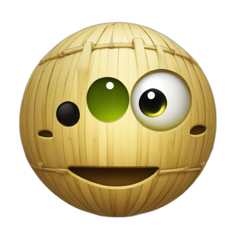 3d sphere with a cartoon bamboo texture with big beautiful eyes emoji