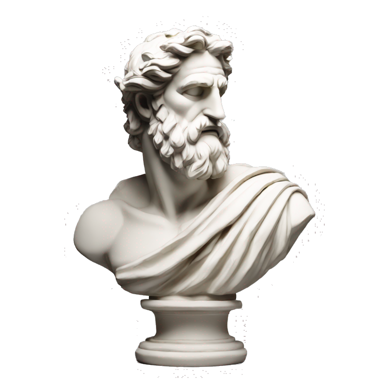 Ancient Greek King Odysseus Statue Thinking with Hand on Chin, Bust only, Off white emoji