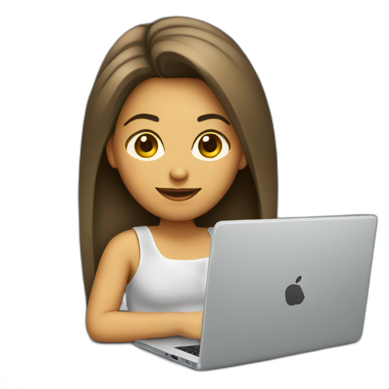 Mujer con laptop mac emoji