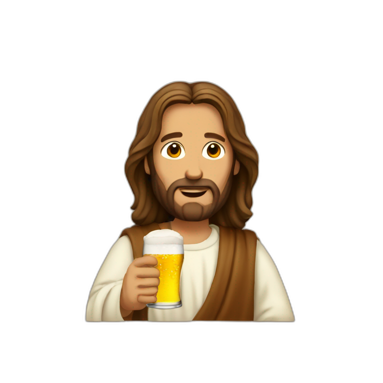 Jesus drink a beer emoji
