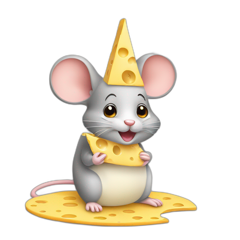 Cute mouse with cheese emoji