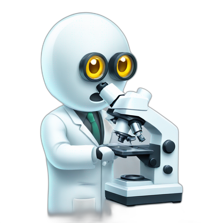  bot in white coat looking through microscope emoji