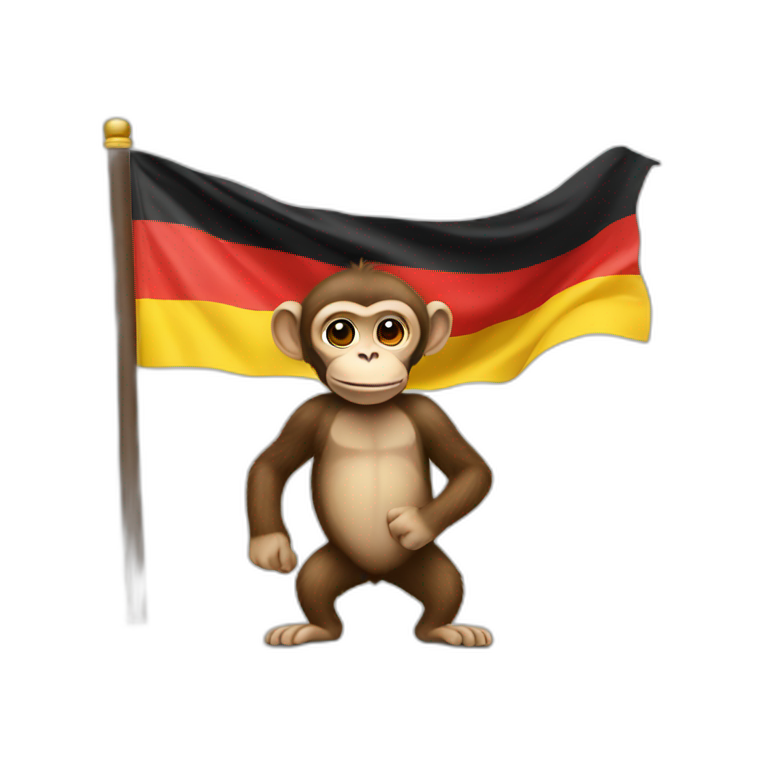 A monkey holding German flag emoji