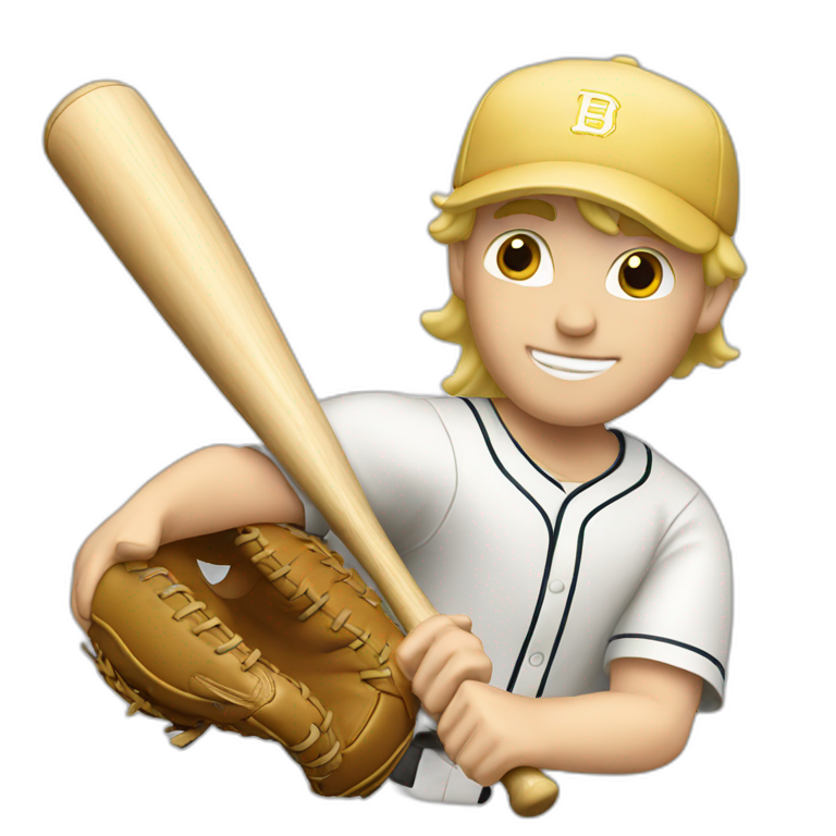 Blond Guy playing baseball emoji