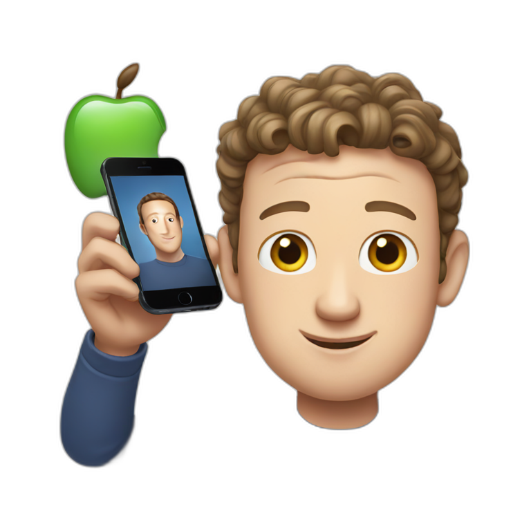 mark Zuckerberg holding an iphone emoji