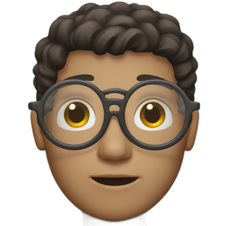 Glasses and white boy with black eyes emoji