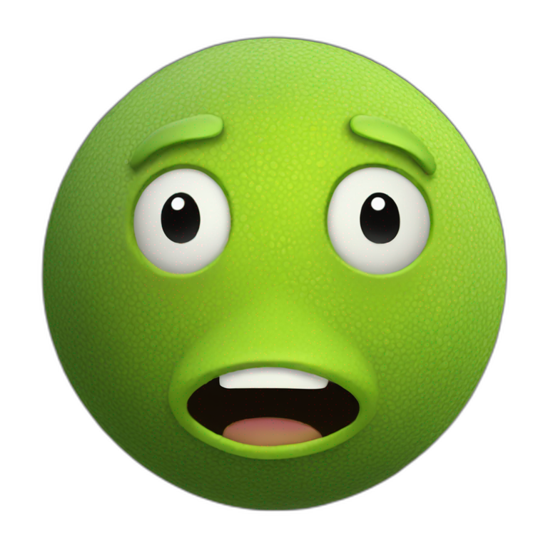 3d sphere with a cartoon Shreck skin texture emoji