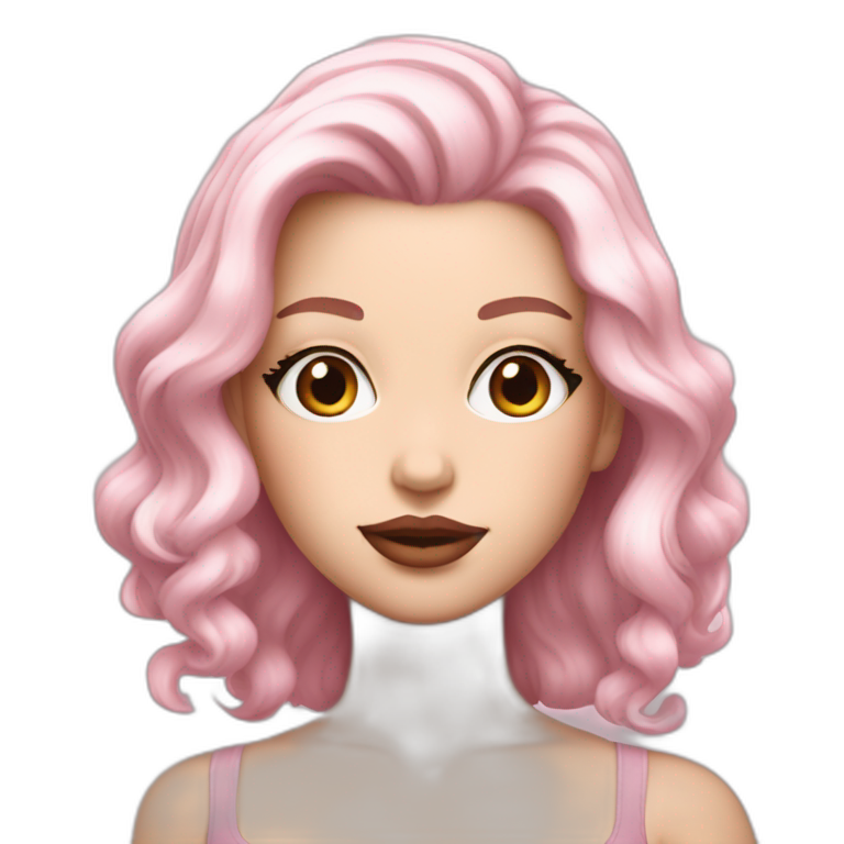 WHITE girl with  LIGHT pink hair and beaytifull pink  lips emoji