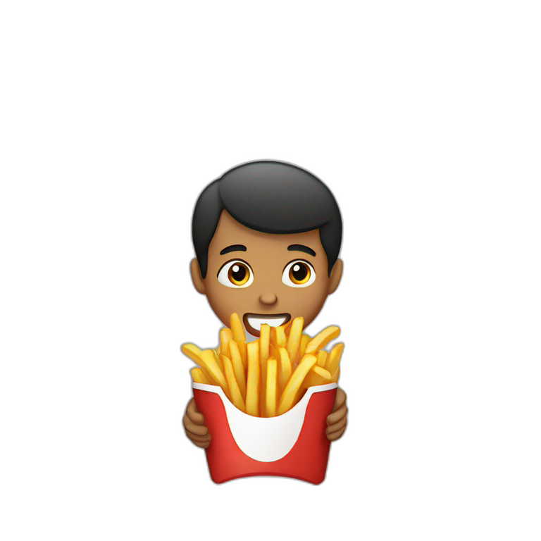Boy eating french fries  emoji
