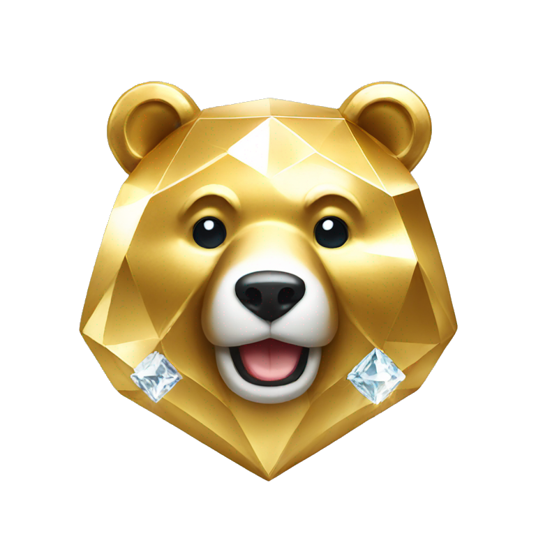 Diamond covered gold bear emoji