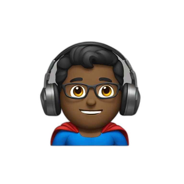 Superman with headphones emoji