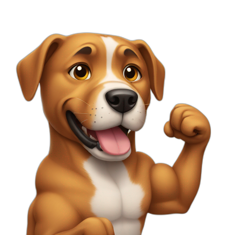 dog showing off biceps emoji