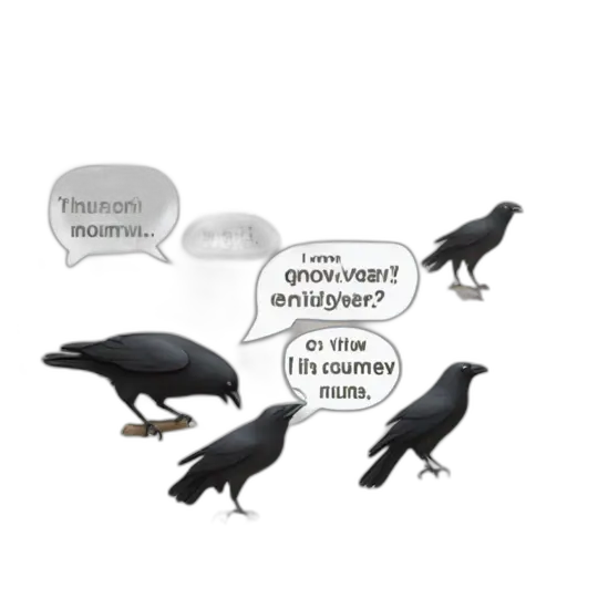 communicating crow with speech bubble emoji