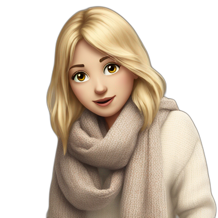 blonde girl in cozy sweater emoji