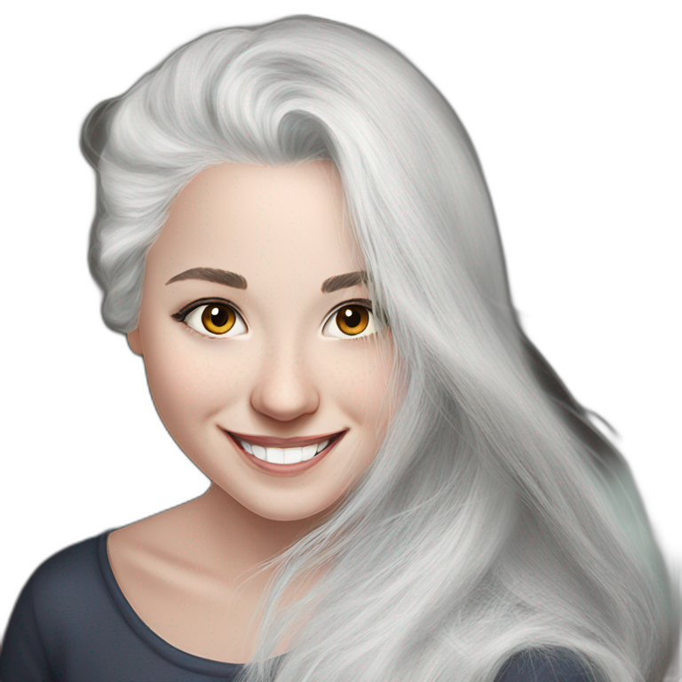 happy white-haired girl smiling emoji