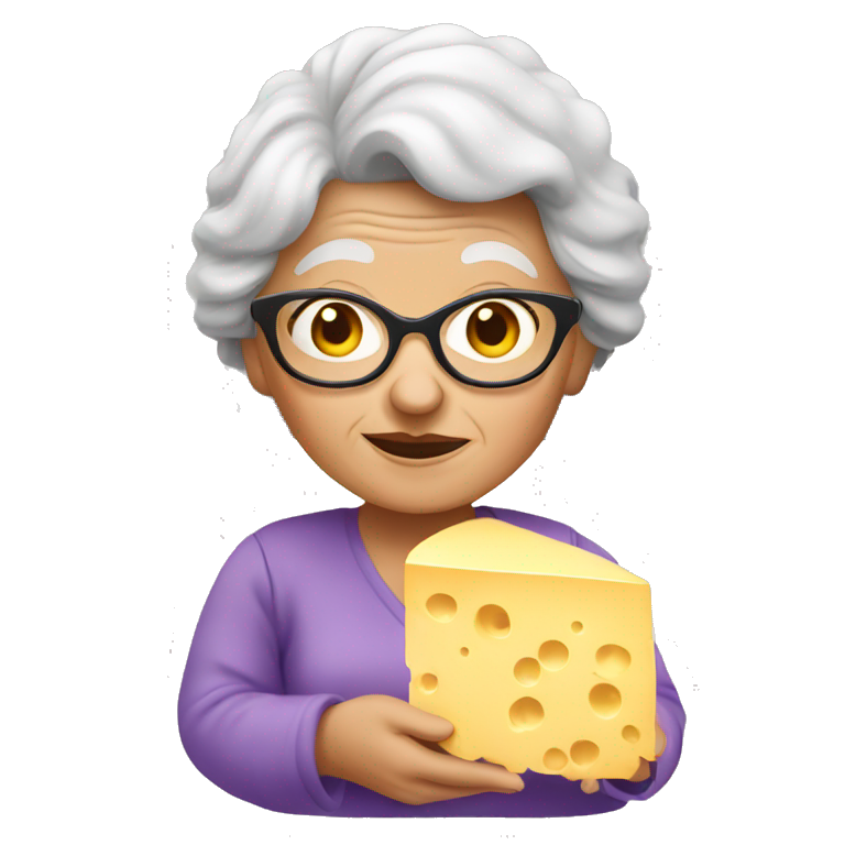 Granny with plate of cheese emoji