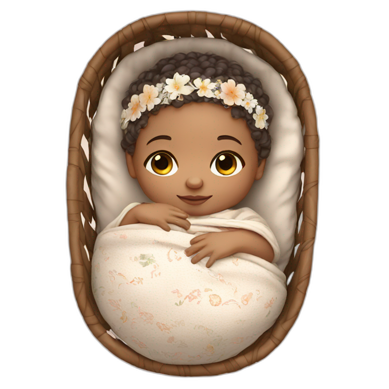 Light skin newborn in boho cradle emoji