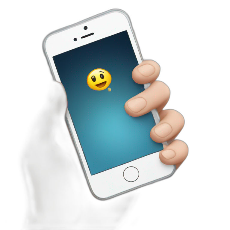 hand holding iphone incoming call emoji
