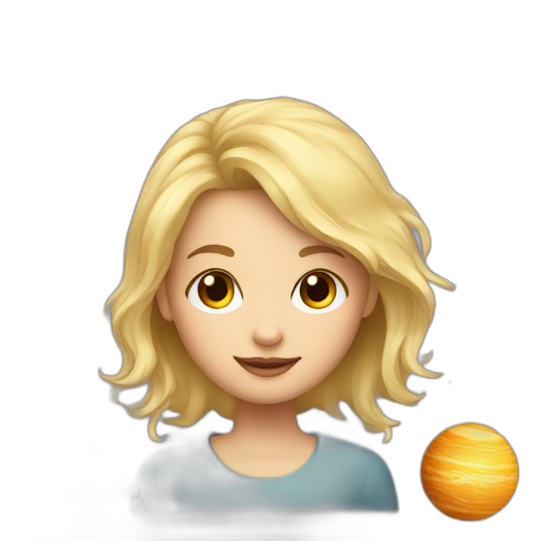 A blonde girl with planets around her emoji