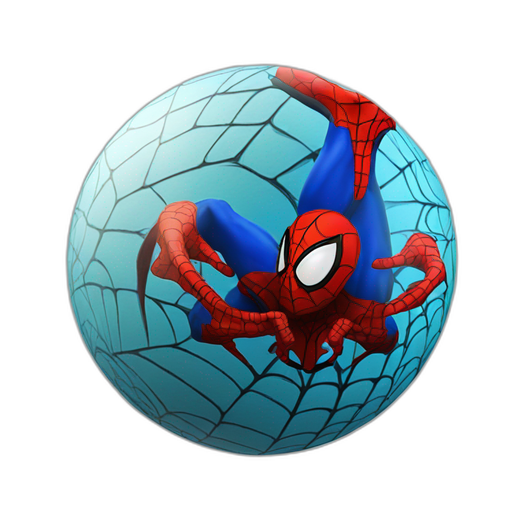 3d sphere with a cartoon Spider man skin texture emoji