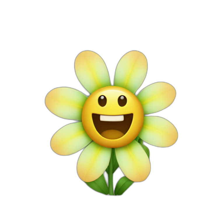 flower with creepy face emoji