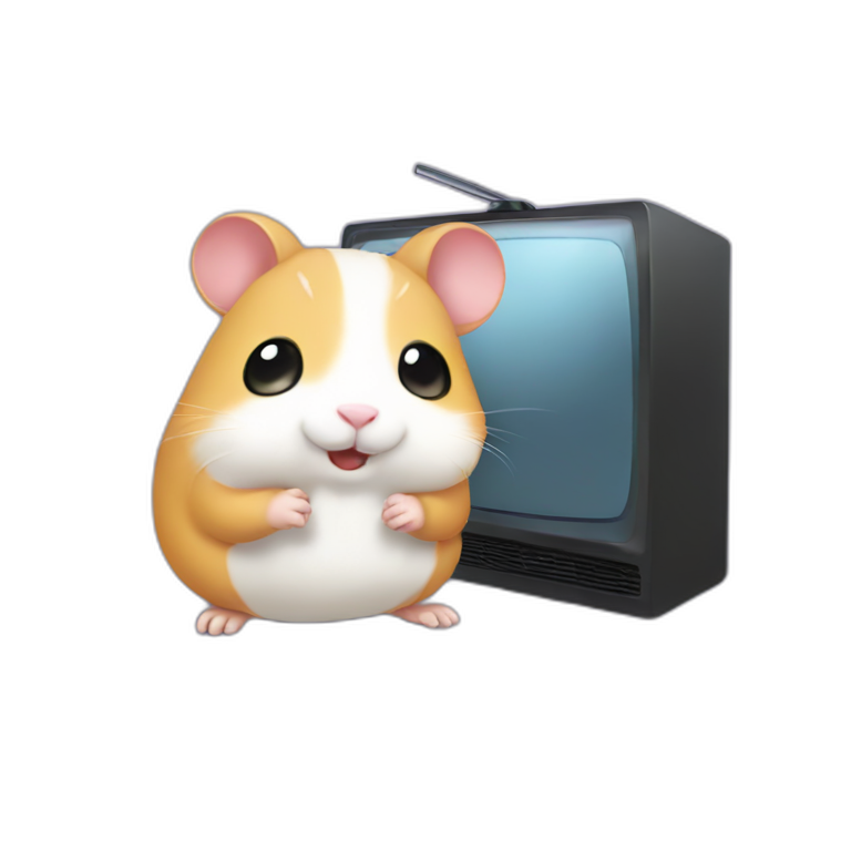 cute hamster playing tv game and do live stream emoji