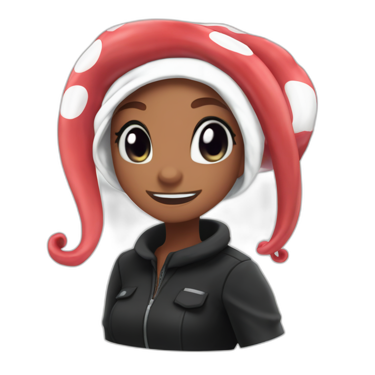 red haired octoling girl smiling emoji